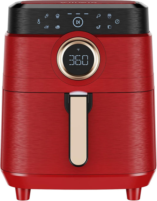 Air Fryer 5.8 QT Airfryer 1700W 8-In-1 One Touch Digital Air Fryer Cooker with Nonstick Detachable Basket Adjustable Temperature Control Kitchen Gifts Large Air Fryer Red